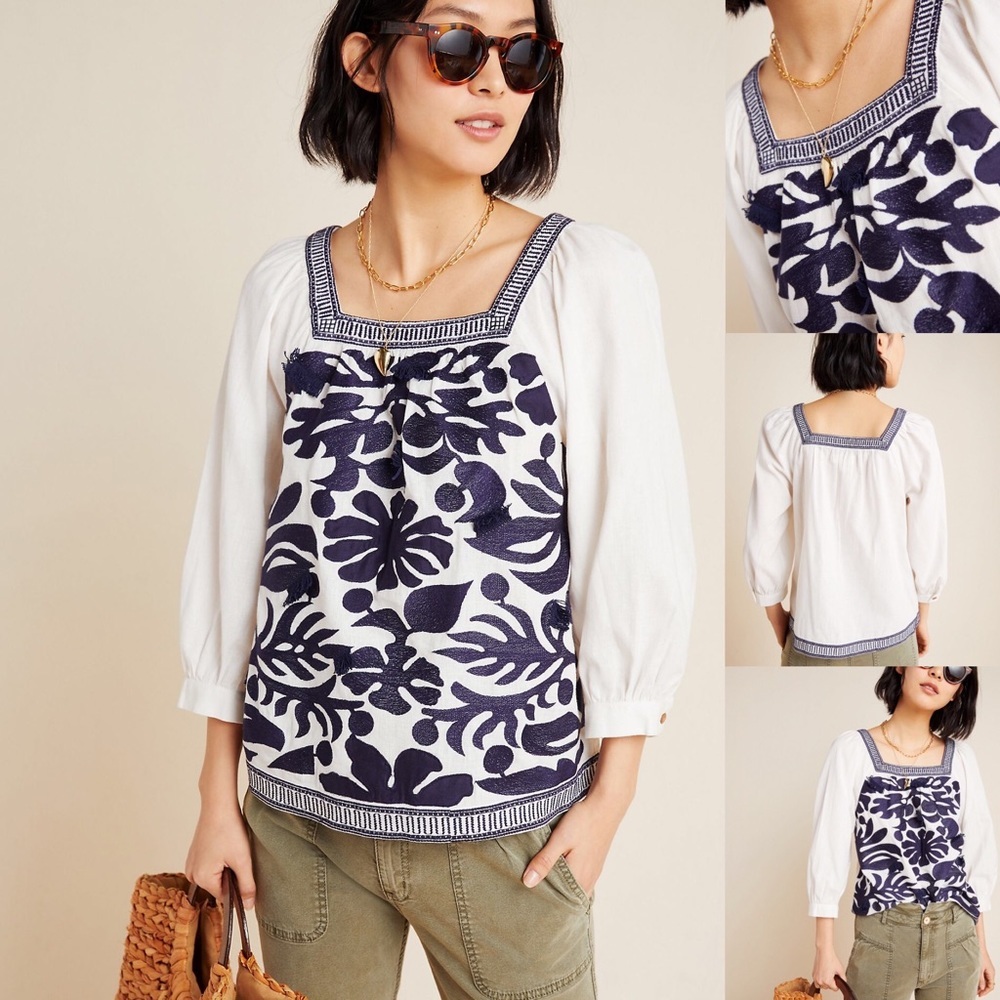 Anthropologie Liyah Embroidered Blouse Maeve NWT